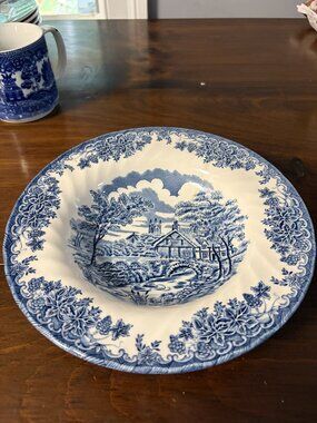 Churchill's The Brook Blue & White Soup Bowl Staffordshire England